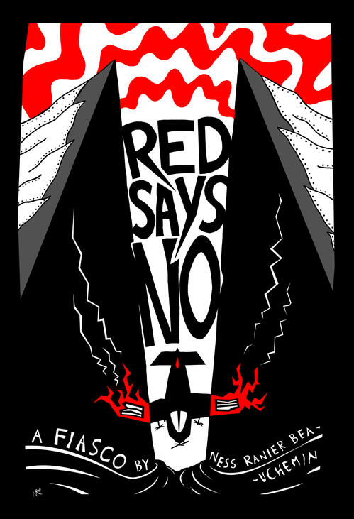 Illustration for in-progress graphic script Red Says No